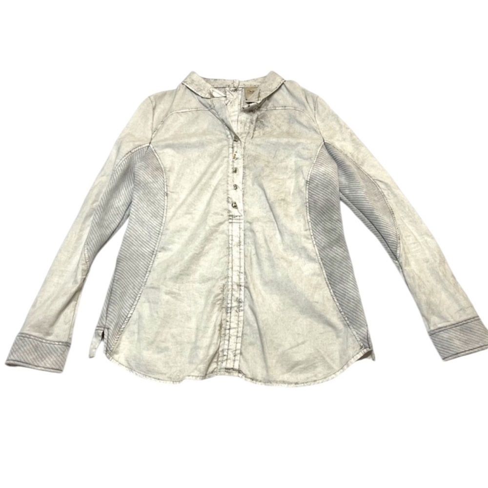 Elisa Cavaletti Button Up Down Collar Tunic Top Blouse Embellished Size Medium